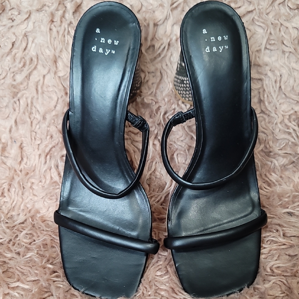 A New Day Black Strappy Heels